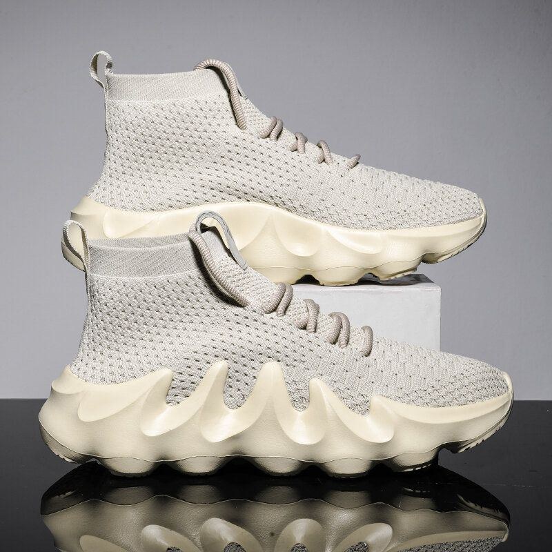 Herre Åndbart Stof Blød Sål Skridsikre Sportsplatform Casual Chunky Sneakers