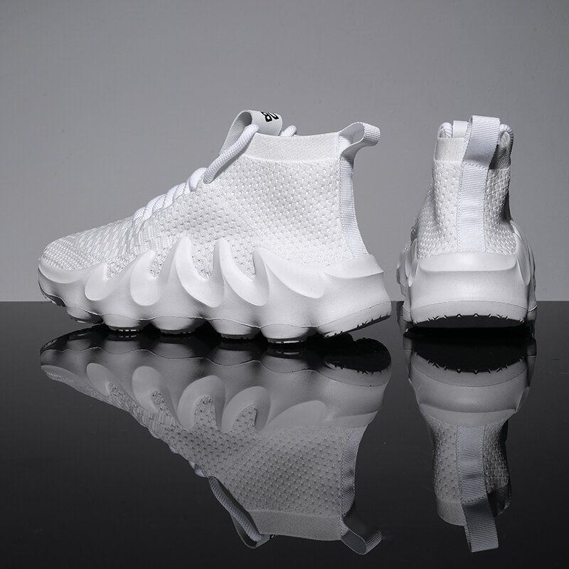 Herre Åndbart Stof Blød Sål Skridsikre Sportsplatform Casual Chunky Sneakers