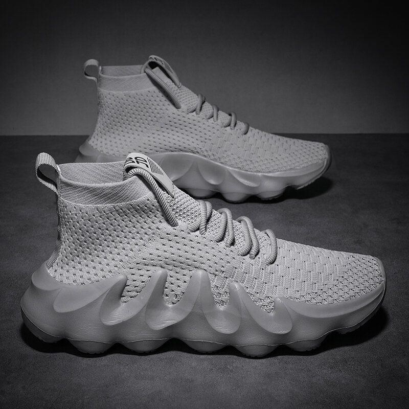 Herre Åndbart Stof Blød Sål Skridsikre Sportsplatform Casual Chunky Sneakers