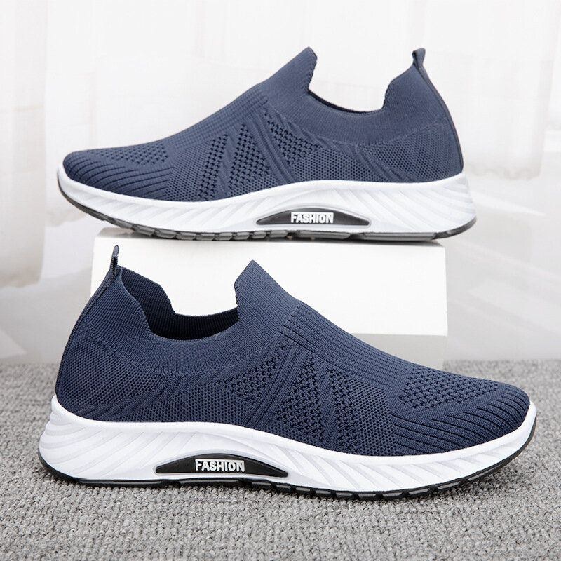 Herre Åndbart Stof Blød Sål Slip On Pure Color Comfy Sports Casual Walking Sko