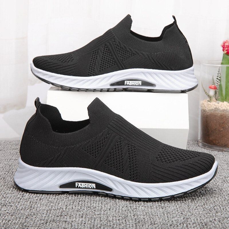 Herre Åndbart Stof Blød Sål Slip On Pure Color Comfy Sports Casual Walking Sko