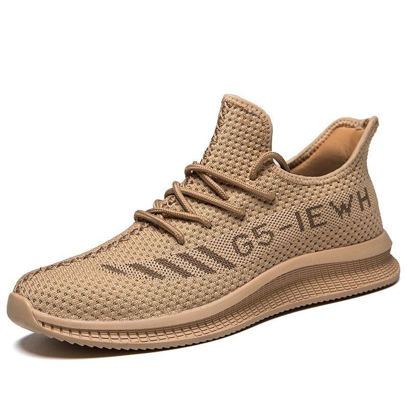 Herre Bogstavmønster Strikket Stof Åndbar Blød Sål Casual Sneakers