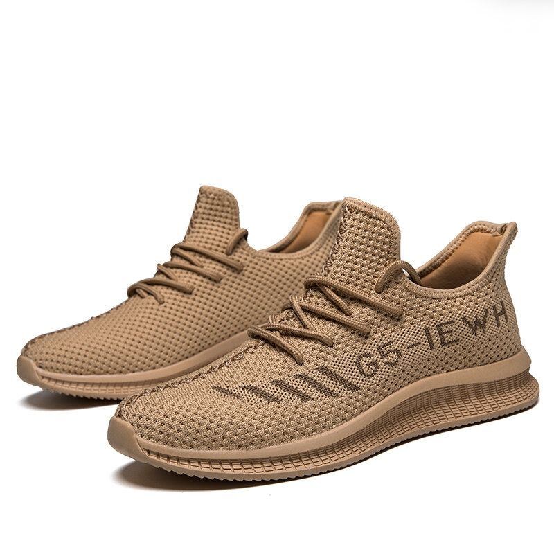 Herre Bogstavmønster Strikket Stof Åndbar Blød Sål Casual Sneakers