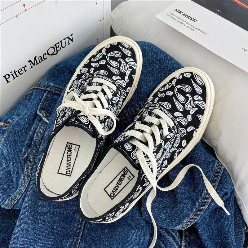 Herre Canvas Åndbar Behagelig Bund Trendy Mønster Snørebånd Casual Court Sko