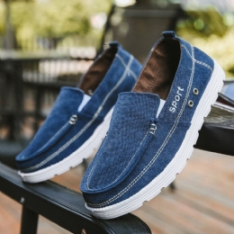 Herre Canvas Åndbar Blød Sål Skridsikker Trusse Pure Color Comfy Casual Court-sko