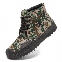 Herre Canvas Camouflage Mønster Slidbestandigt Åndbart Gummi Vulkaniseret High-top Liberation Sko Militær Træningssko Sneakers Sportssko