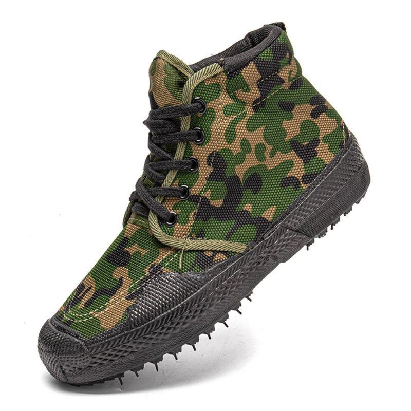 Herre Canvas Camouflage Mønster Slidbestandigt Åndbart Gummi Vulkaniseret High-top Liberation Sko Militær Træningssko Sneakers Sportssko