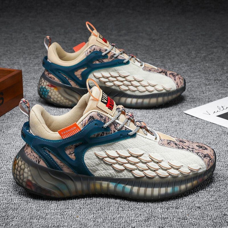 Herre Farvede Flying Weave Øvre Snøre Løbesko Sneakers