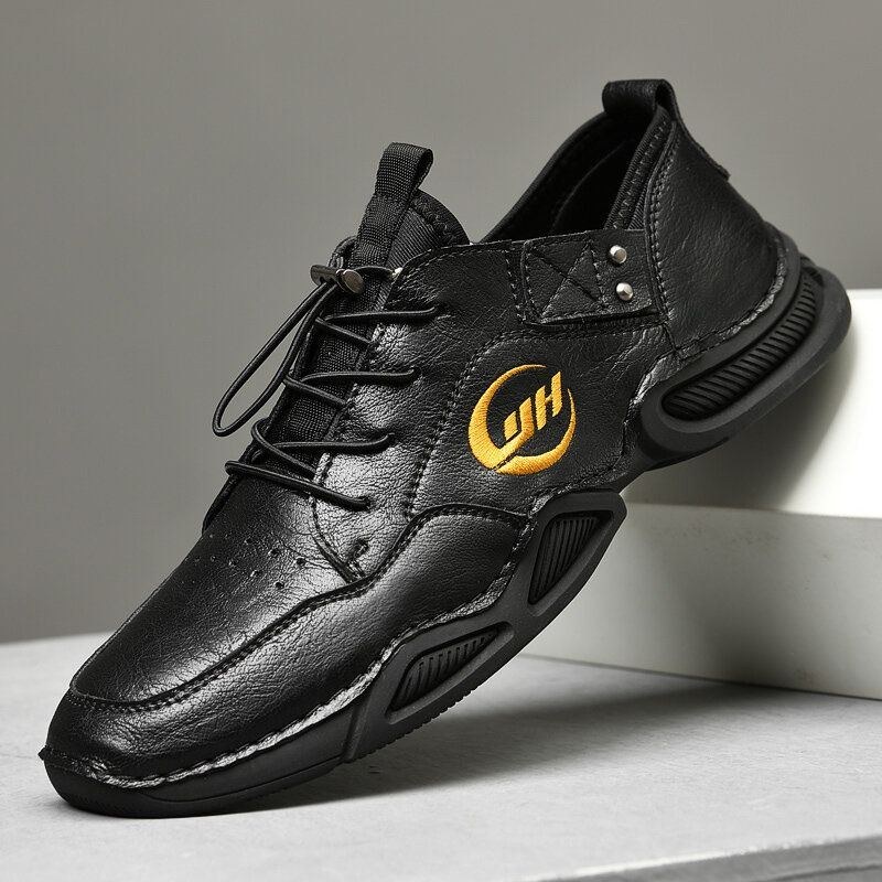 Herre Håndsyning Koskind Læder Åndbar Bløde Casual Driving Sneakers