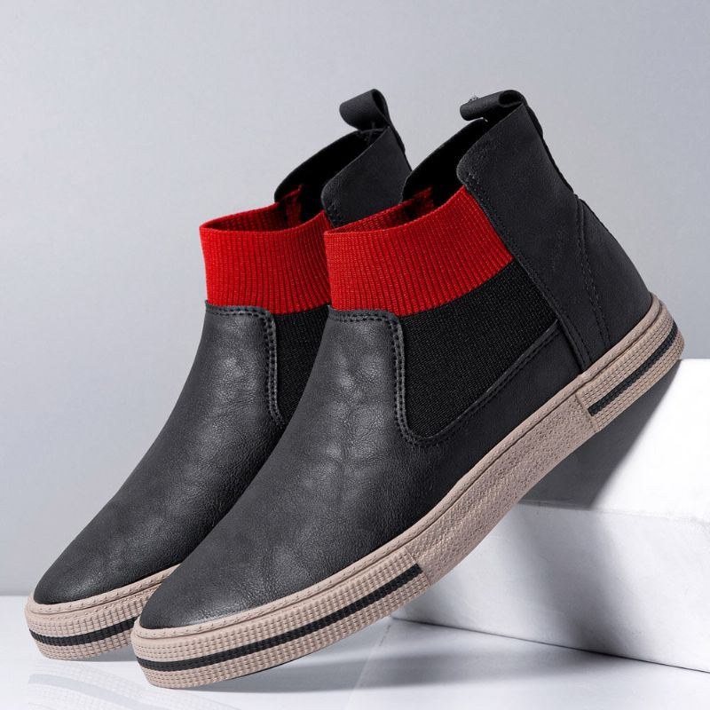 Herre Læder Åndbar Blød Sål Skridsikker Behagelig Slip On Casual Court Sko