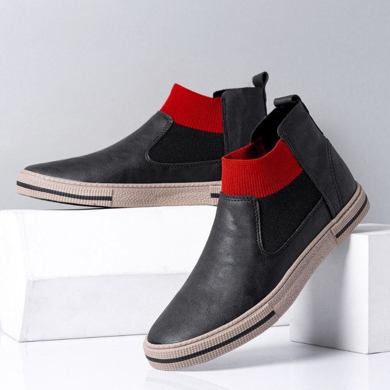 Herre Læder Åndbar Blød Sål Skridsikker Behagelig Slip On Casual Court Sko