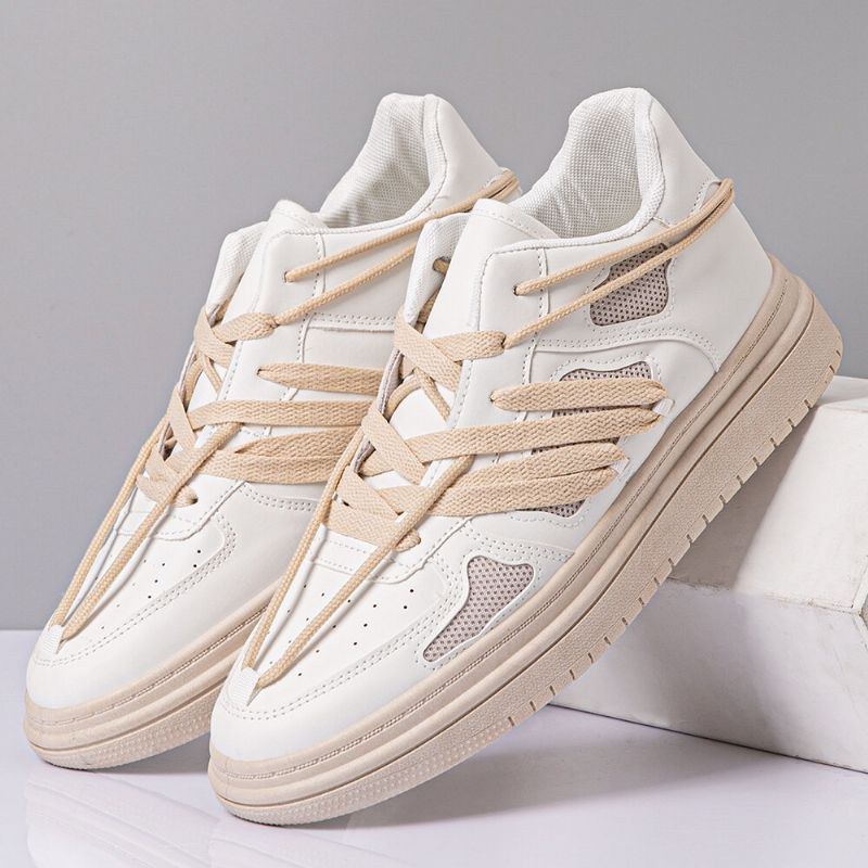 Herre Mikrofiber Læder Åndbar Blød Sål Brief Trendy Platform Sko Med Snørebånd