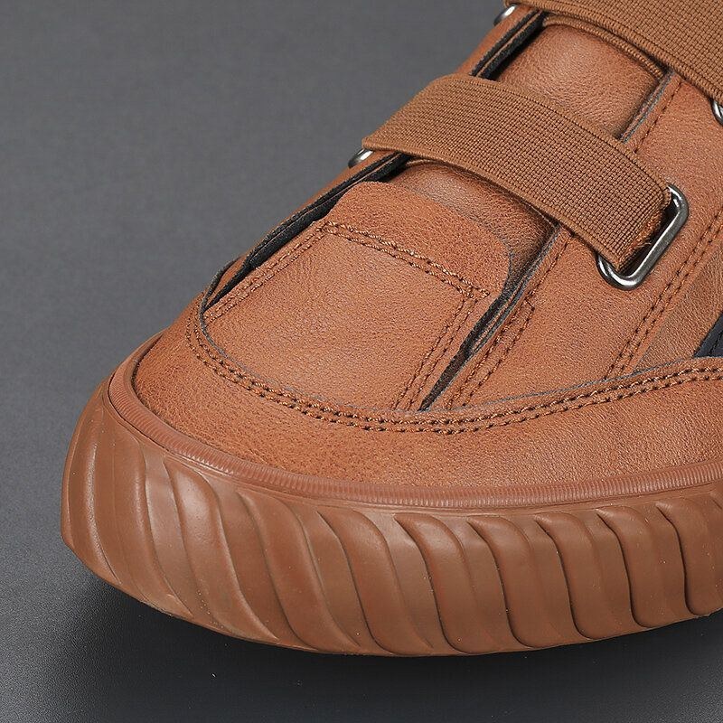 Herre Mikrofiber Læder Behagelige Skridsikre Elastiske Bånd Casual Sneakers