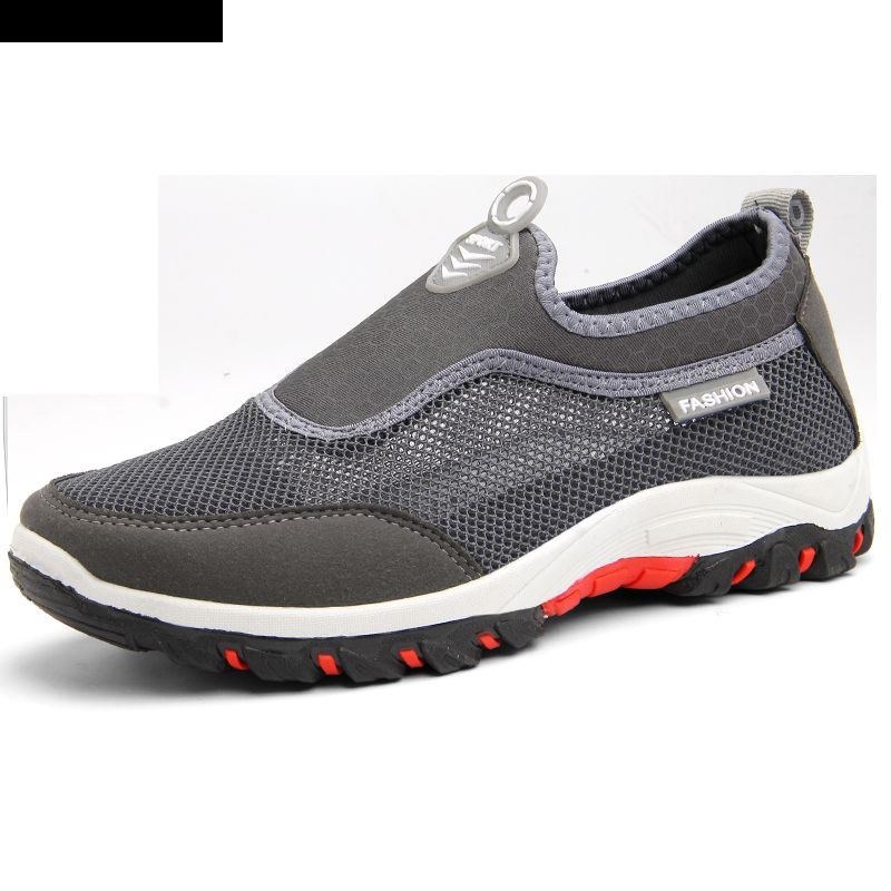 Herre Sport Splejsning Mesh Stof Åndbar Slip On Casual Walking Sko