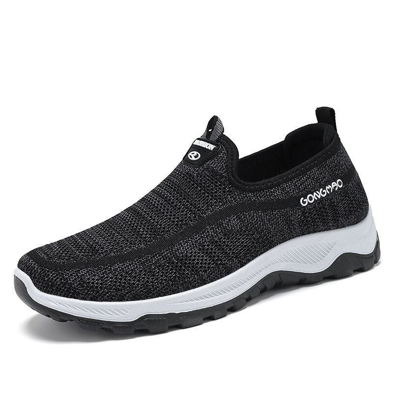 Herre Sport Strikket Stof Åndbar Vandresko Bløde Slip On Casual Sneakers