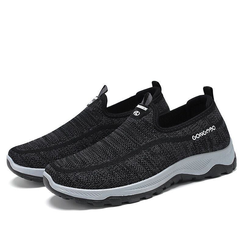 Herre Sport Strikket Stof Åndbar Vandresko Bløde Slip On Casual Sneakers
