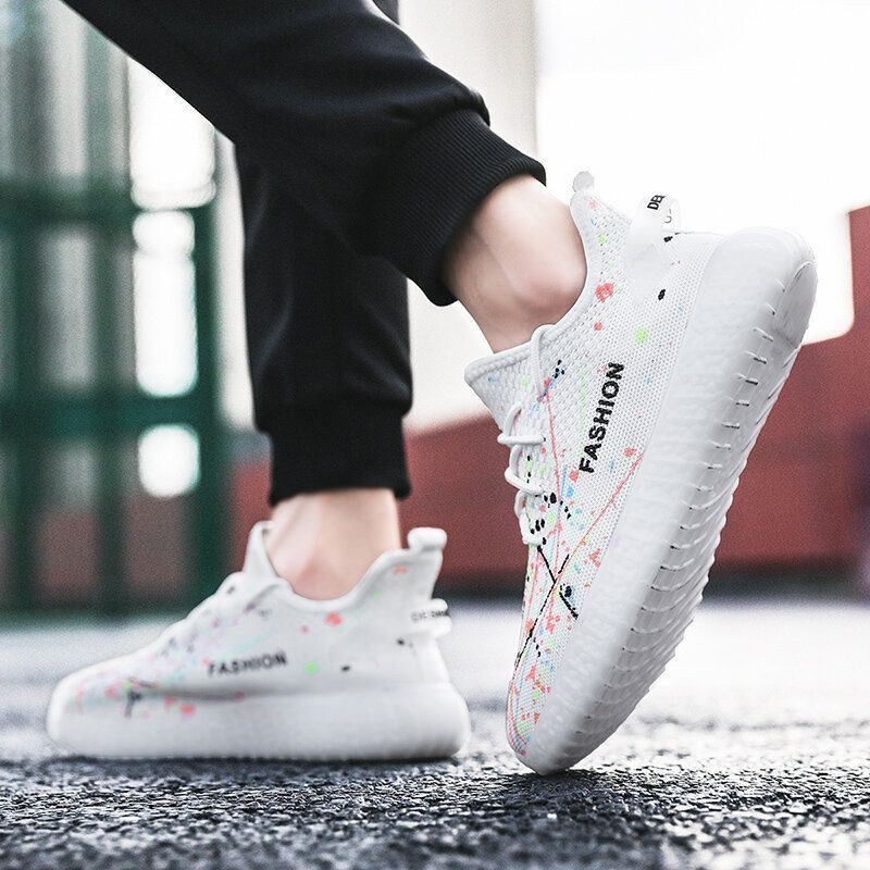 Herre Sportssneakers Lysende Løbe Mesh Sneakers Åndbar Letvægts Casual Walking Sko
