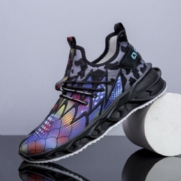 Herre Sportsting Udskrivning Farverige Snørebånd Bløde Såler Casual Sneakers