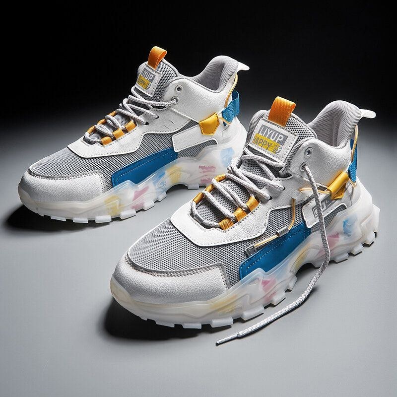 Herre Stilfuld Skridsikker Farveblokerende Åndbar Mesh Sneakers Sko Løbesko
