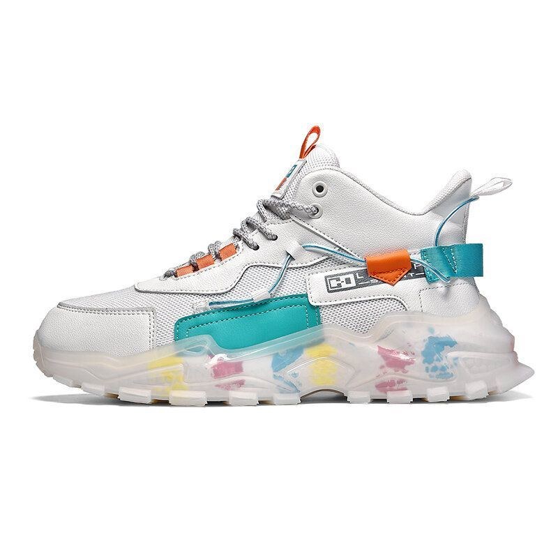 Herre Stilfuld Skridsikker Farveblokerende Åndbar Mesh Sneakers Sko Løbesko