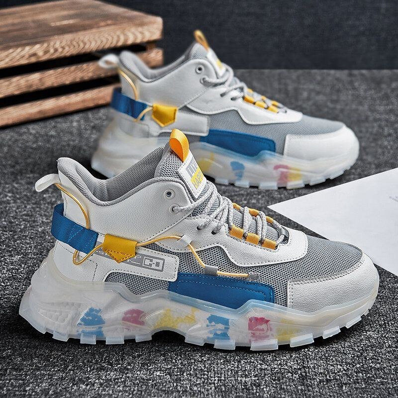 Herre Stilfuld Skridsikker Farveblokerende Åndbar Mesh Sneakers Sko Løbesko