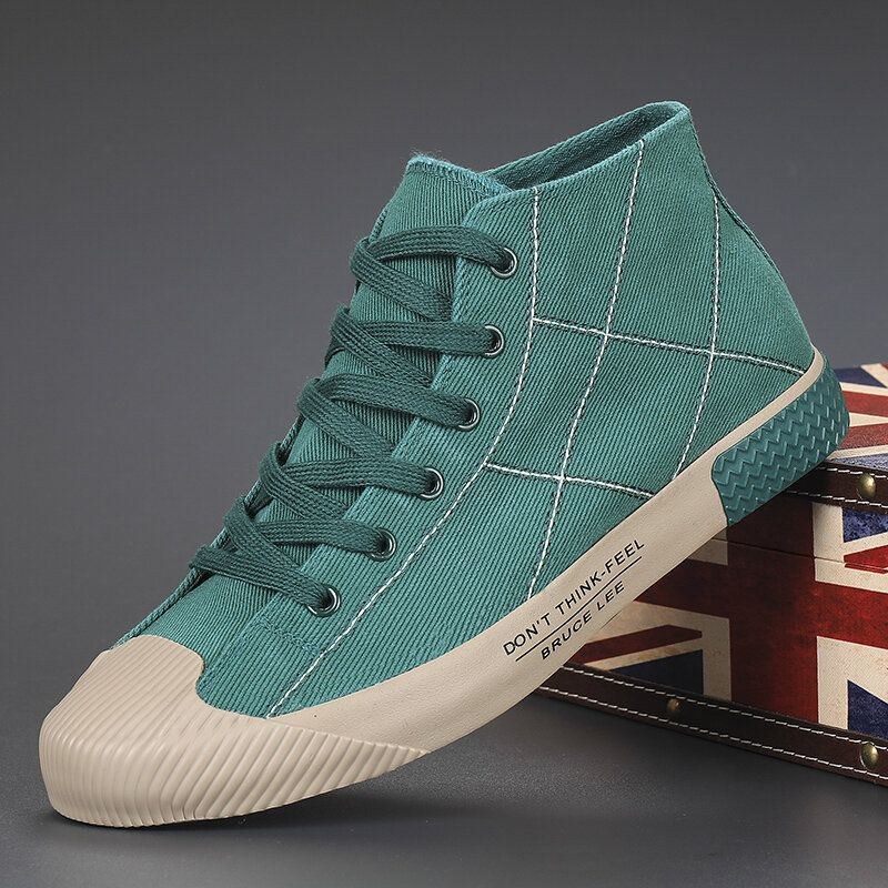 Herre Stitching High Top Åndbar Canvas Sko Casual Court Sneakers