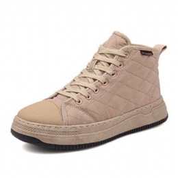 Herre Syning Plaid Dun Klud Behagelig Skridsikker Snørebånd Høje Sneakers