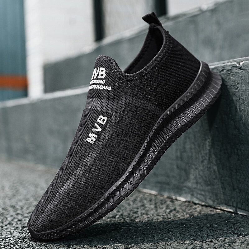 Mænd Åndbar Fluevævet Polstret Blød Bund Behagelig Løb Afslappet Sportssneakers