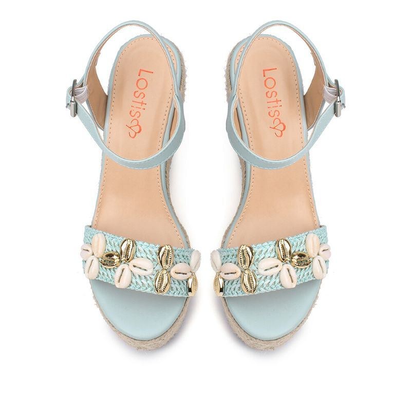 Dame Beading Espadrille Spænde Platform Sandaler