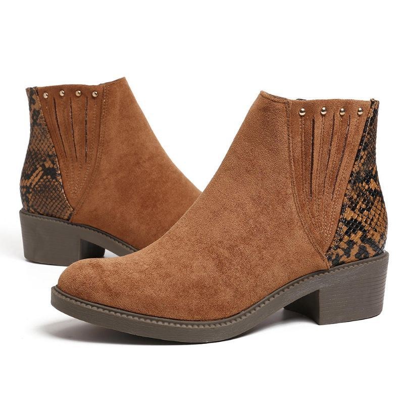 Dame Årer Splejsning Chunky Heel Casual Ankelstøvler