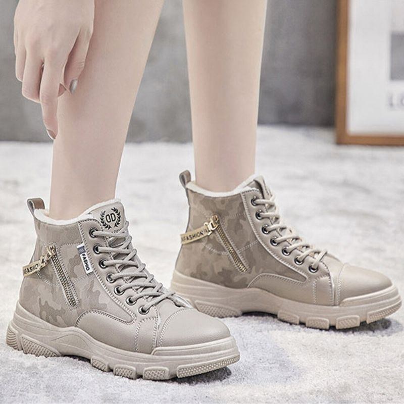 Dame Casual Letter Mønster Snøre Lynlåse Varme Bærbare Ankel Sports Court Sneaker Sko