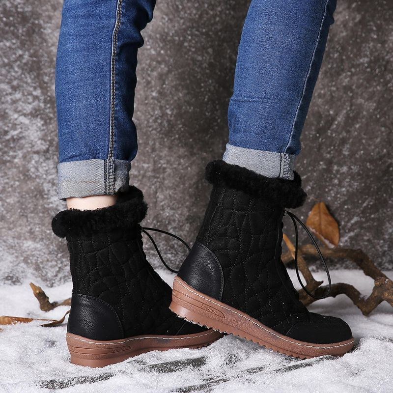 Dame Justerbare Ruskind Mid Calf Casual Vinterstøvler