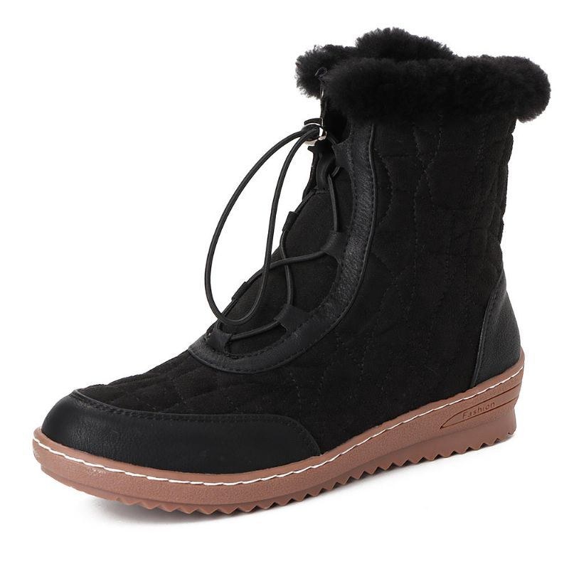 Dame Justerbare Ruskind Mid Calf Casual Vinterstøvler