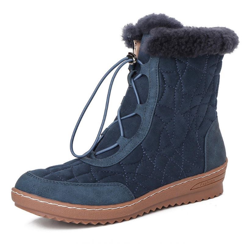 Dame Justerbare Ruskind Mid Calf Casual Vinterstøvler