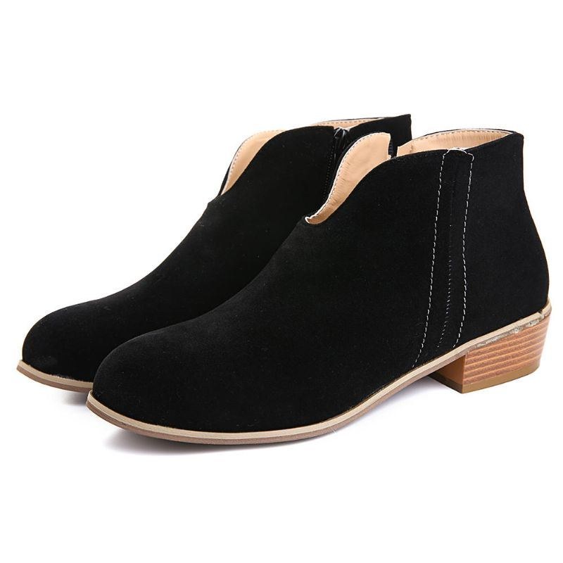 Dame Leopard Grain Chunky Heel Lynlås Ankel Korte Støvler
