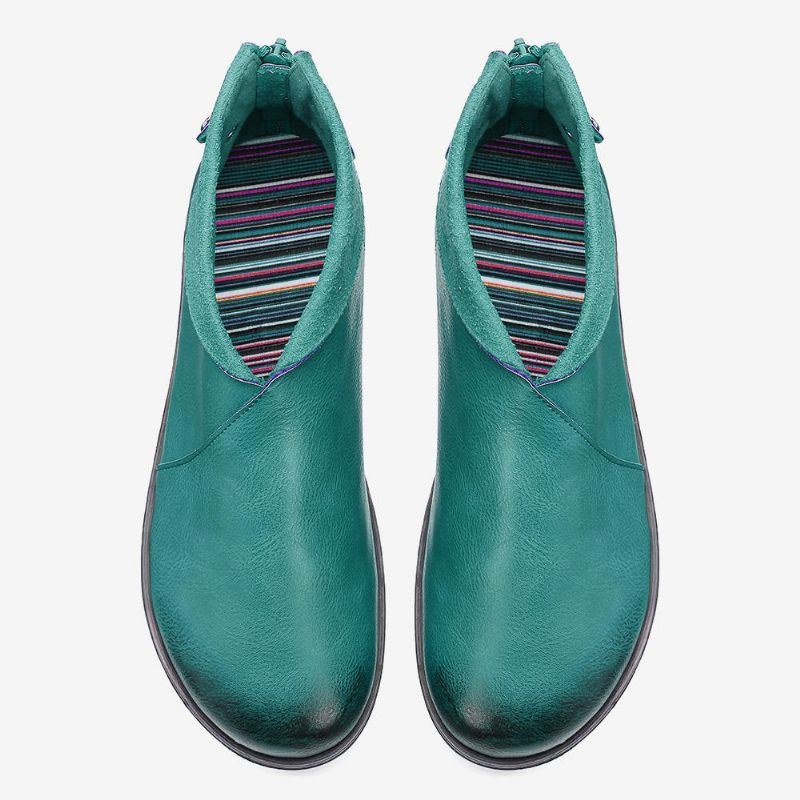 Dame Plus Size Blød Sål Rund Tå Solid Flats Ankelstøvler