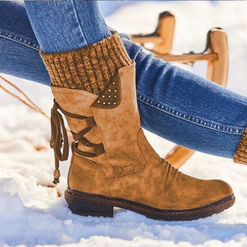 Dame Plus Størrelse Behagelige Syninger Casual Mid Calf Boots Snestøvler