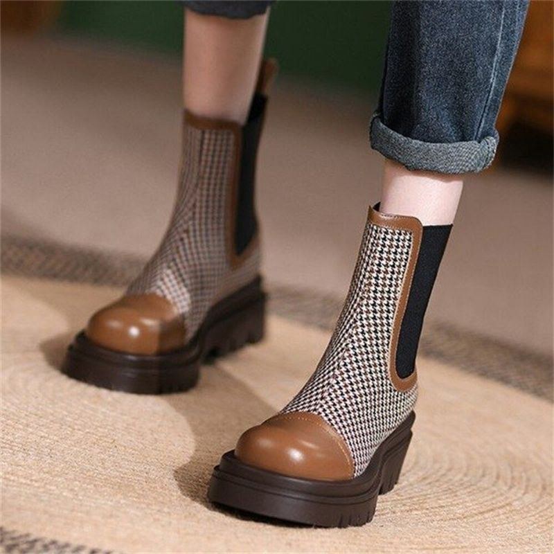 Dame Retro Mode Casual Komfortable Chelsea-støvler