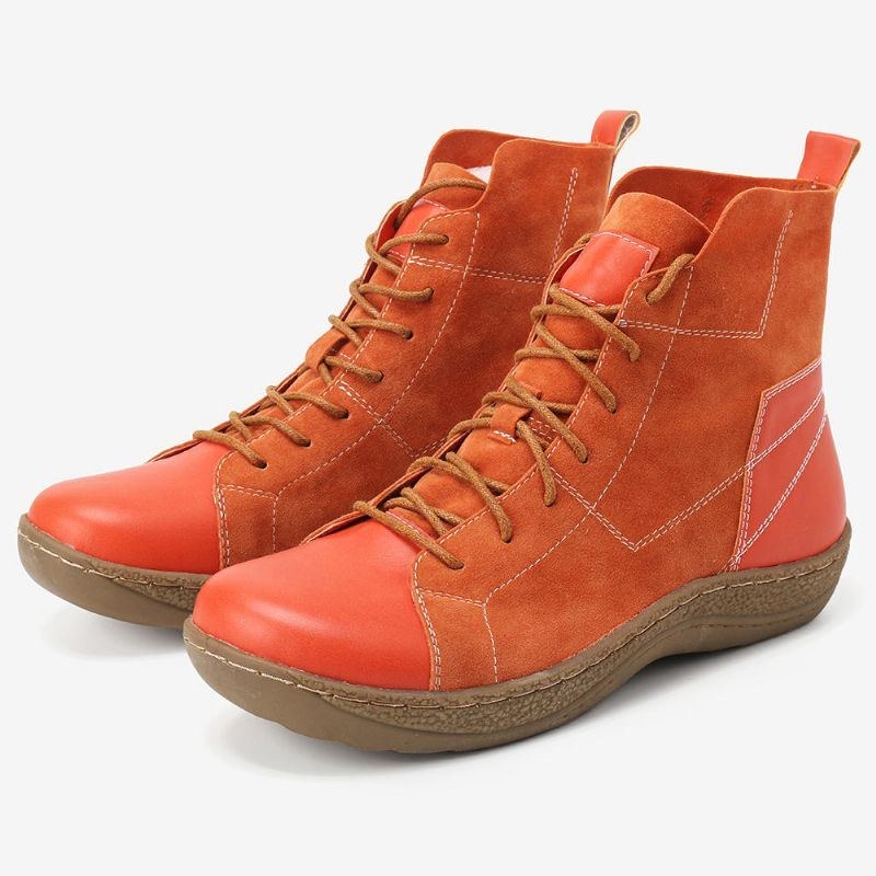 Dame Retro Spicing Casual Snøre Ankelstøvler Skridsikre Ankelstøvler