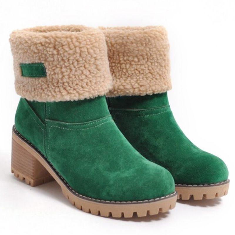 Dame Ruskind Varm Foring Foldeplatform Chunky Heel Short Boots