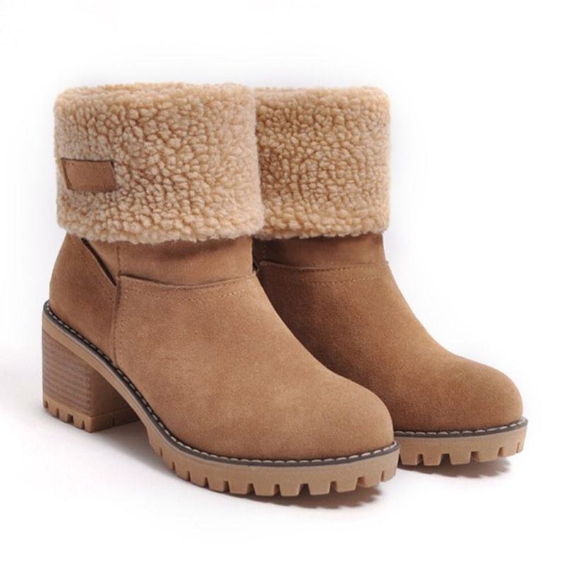 Dame Ruskind Varm Foring Foldeplatform Chunky Heel Short Boots