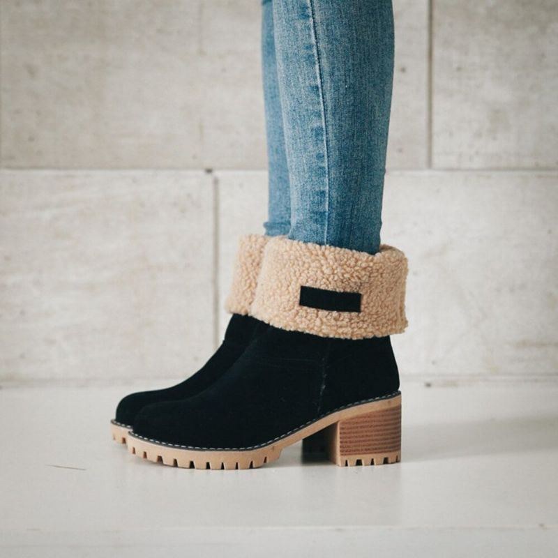 Dame Ruskind Varm Foring Foldeplatform Chunky Heel Short Boots