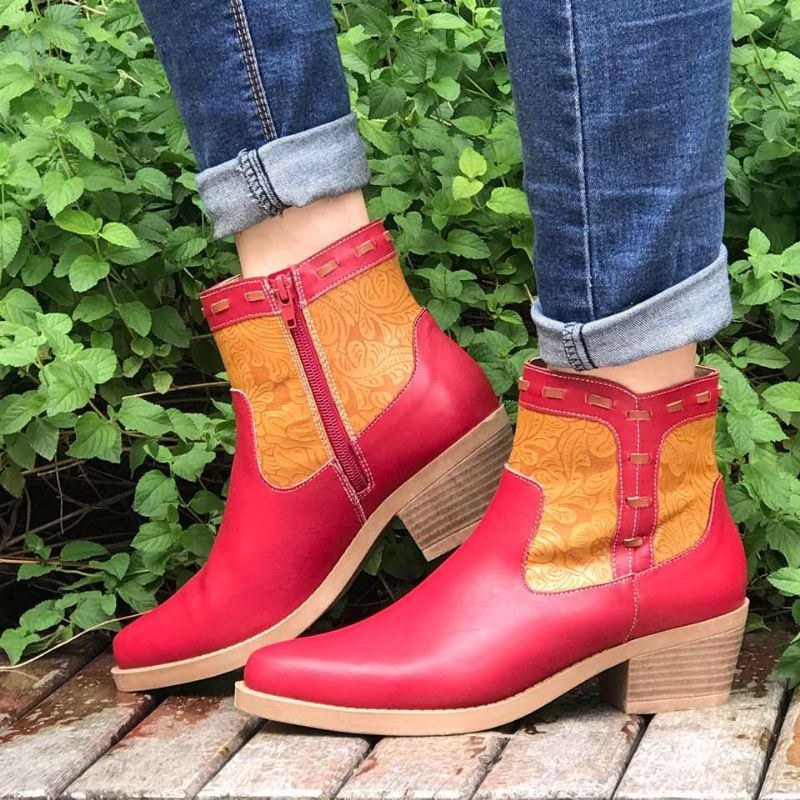 Dame Splejsning Chunky Heel Casual Ankelstøvler