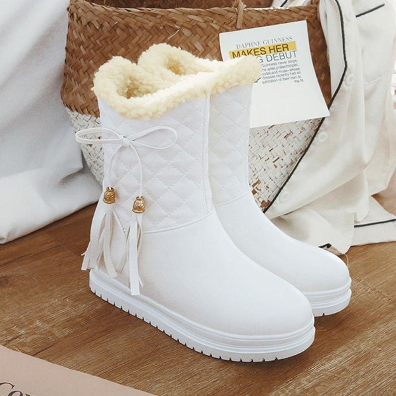 Dame Varm Flad Platform Slip On Causal Bløde Ankel Snestøvler