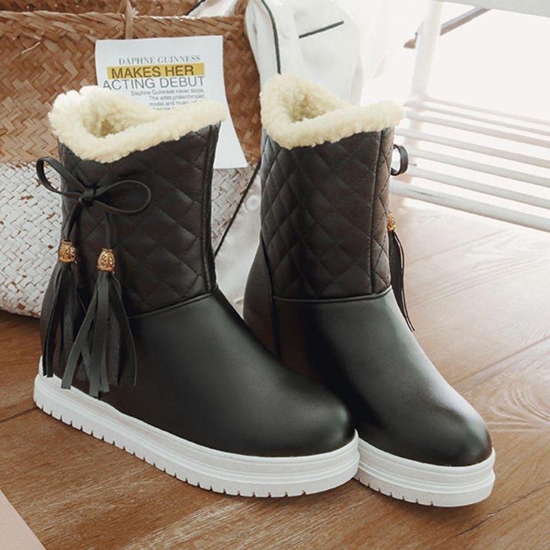 Dame Varm Flad Platform Slip On Causal Bløde Ankel Snestøvler