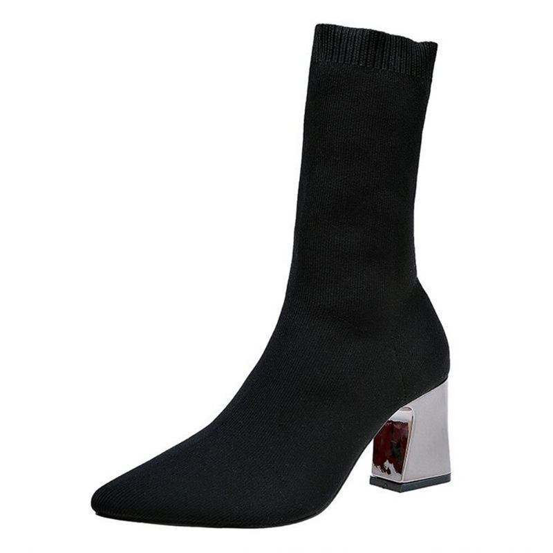 Bage Alt det bedste generøsitet Elastiske Sokkestøvler Til Kvinder Støvler Med Tyk Hæl Mellem Læg |  skoogtasker.com