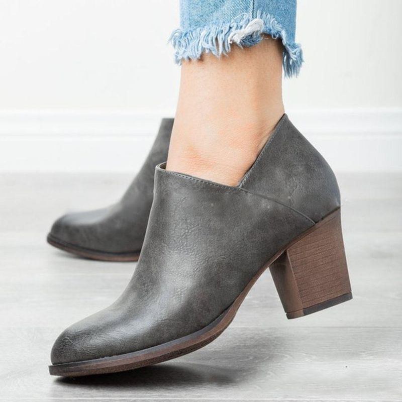 Stor Størrelse Dame Leopard Clog Høj Chunky Heel Ankelstøvler