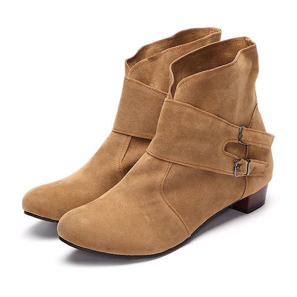 Stor Størrelse Kvinder Korte Støvler Casual Outdoor Slip On High Heel Sko