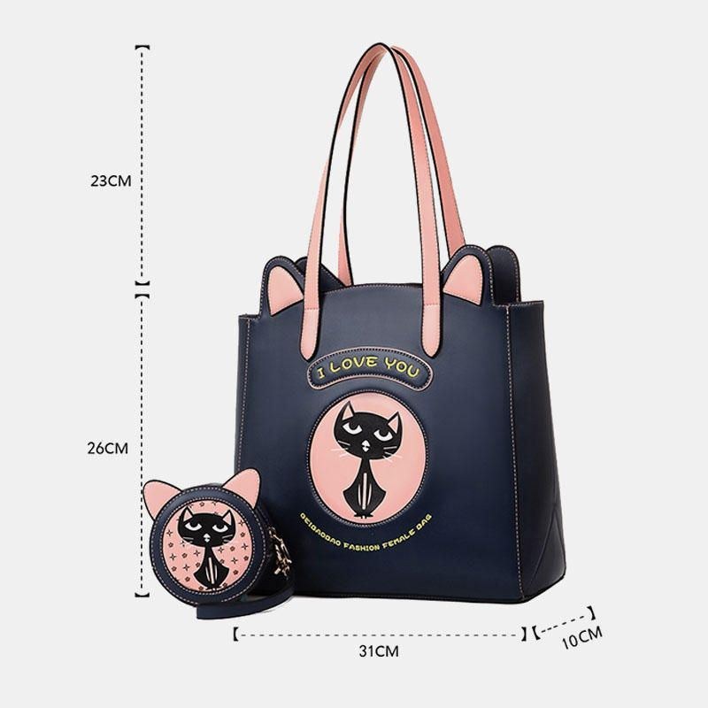 2 Stk Kvinder Mode Crossbody Taske Kattemønster Håndtaske