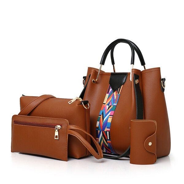 Dame 4 Stk Fritidsspand Taske Håndtaske Crossbody Taske Skuldertaske Clutch Taske Nøgletaske Dame Pung